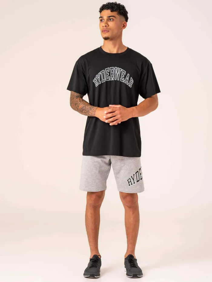 Men039s Collegiate Track Short 8211 Grey Marl Men Ryderwear Gym Shorts
