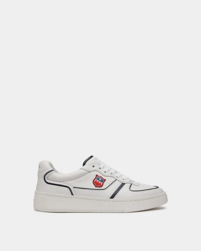 Men Bally Sneakers Raise Sneaker In White And Navy Blue Leather White