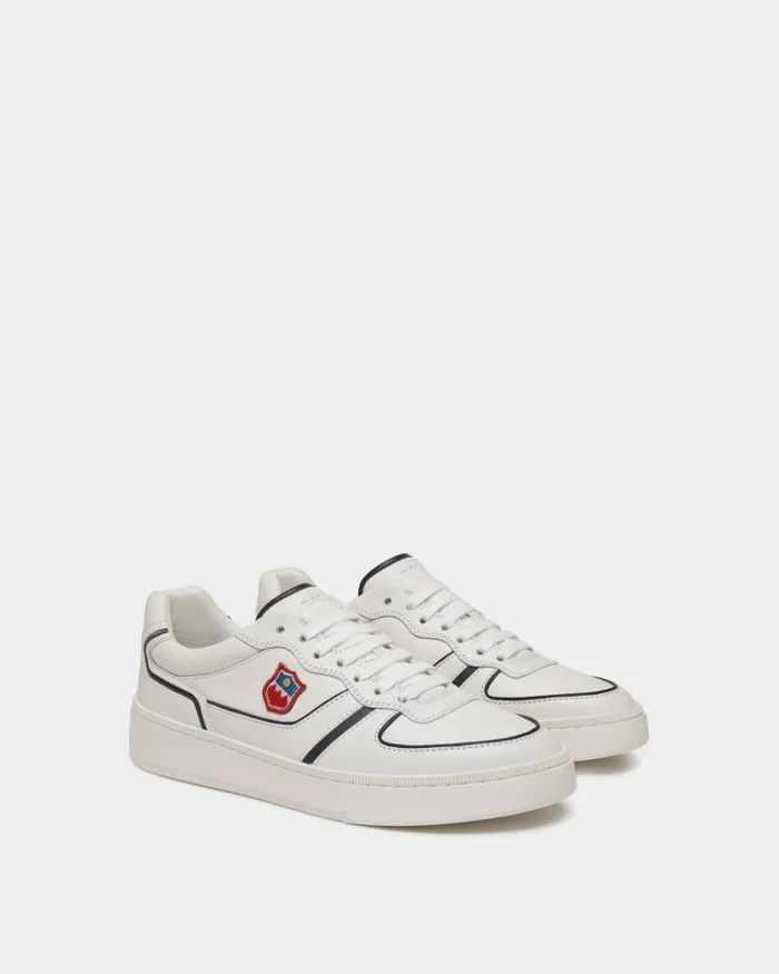 Men Bally Sneakers Raise Sneaker In White And Navy Blue Leather White Men Bally Sneakers Raise Sneaker In White And Navy Blue Leather White