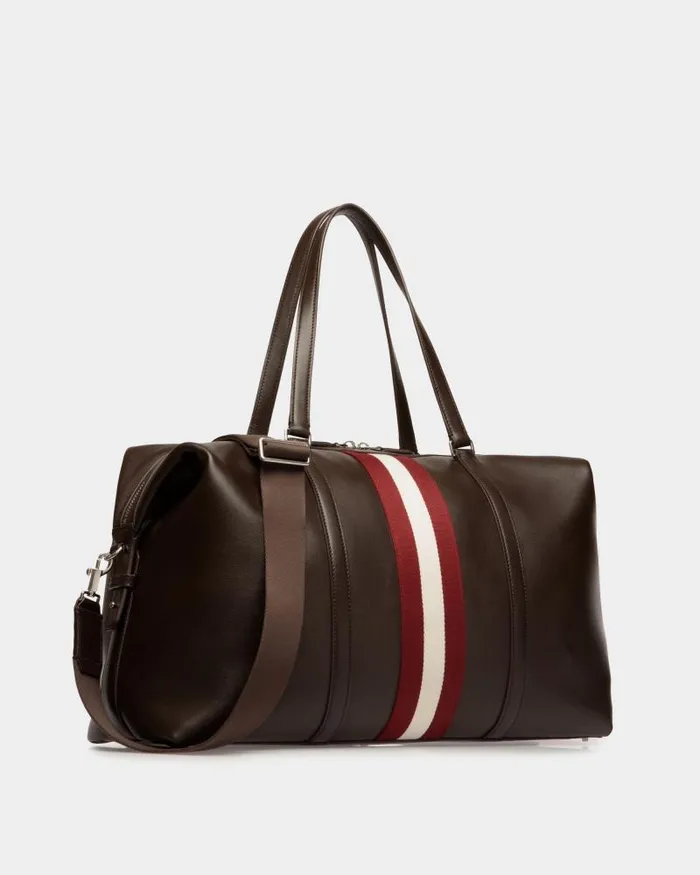 Men Bally Travel Bags Code Weekender In Ebano Leather Brown Men Bally Travel Bags Code Weekender In Ebano Leather Brown