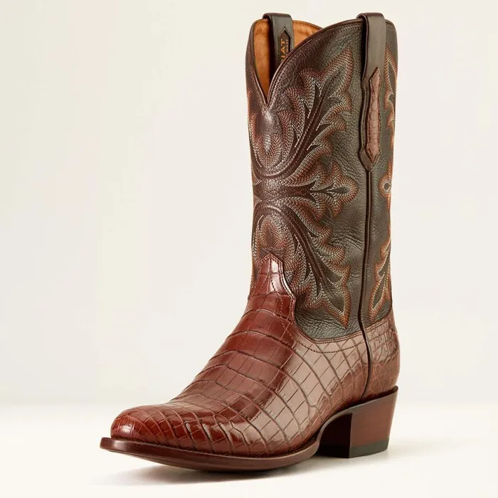 Men Bench Made James Western Boot Whiskey Nile Crocrustic Tobacco Ariat Western Boots