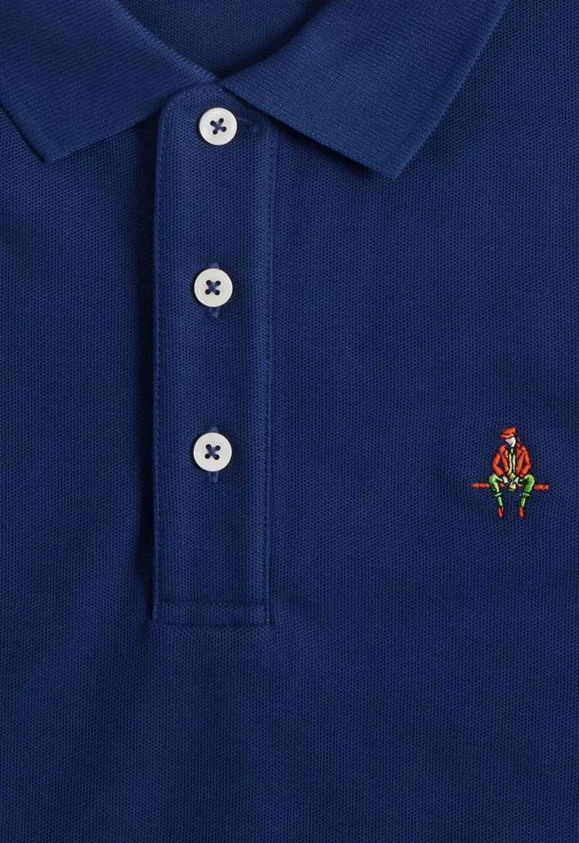 Men Cotton Piqu Logo Polo Azure Paul Stuart Sweaters