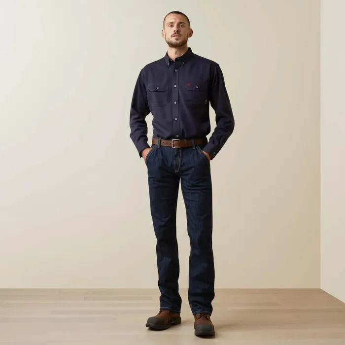 Men FR Air Inherent Work Shirt Navy Heather Ariat Button Down Shirts Men FR Air Inherent Work Shirt Navy Heather Ariat Button Down Shirts