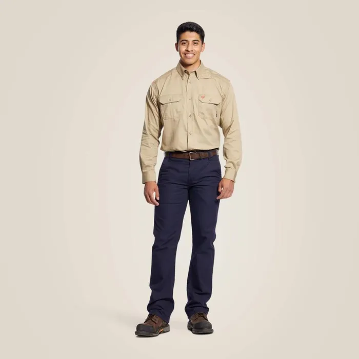 Men FR Solid Work Shirt Khaki Ariat Workwear Men FR Solid Work Shirt Khaki Ariat Workwear