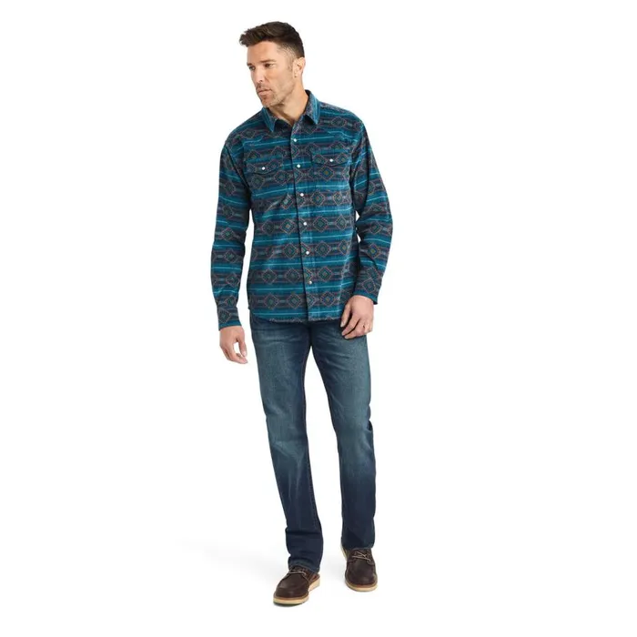 Men Hawkeye Corduroy Retro Fit Shirt Sylvan Teal Ariat Button Down Shirts Men Hawkeye Corduroy Retro Fit Shirt Sylvan Teal Ariat Button Down Shirts