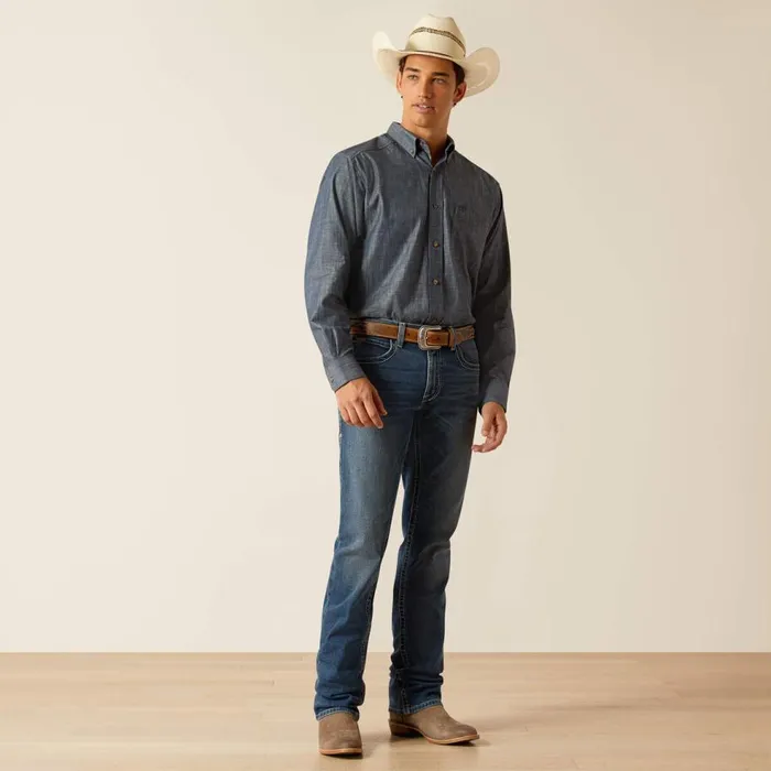 Men Patrick Classic Fit Shirt Blue Chambray Ariat Button Down Shirts Men Patrick Classic Fit Shirt Blue Chambray Ariat Button Down Shirts