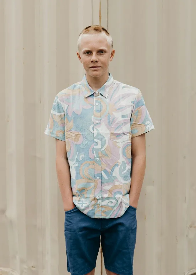 Men Shirts and Flannels Vissla Mellow Eco Boys Ss Shirt Dusty Rose