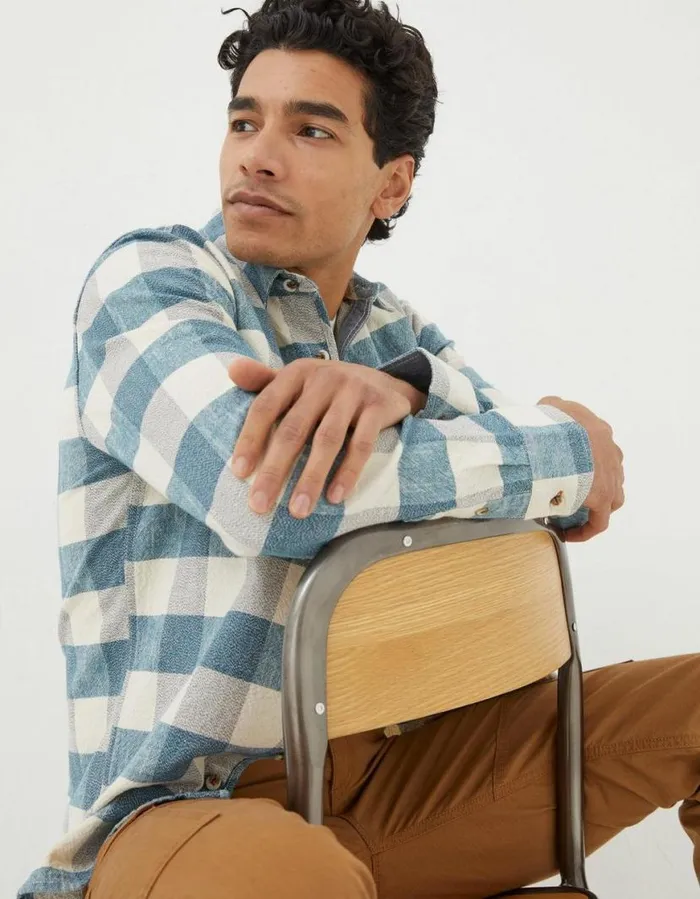 Men Shirts FatFace Belby Check Shirt Blue