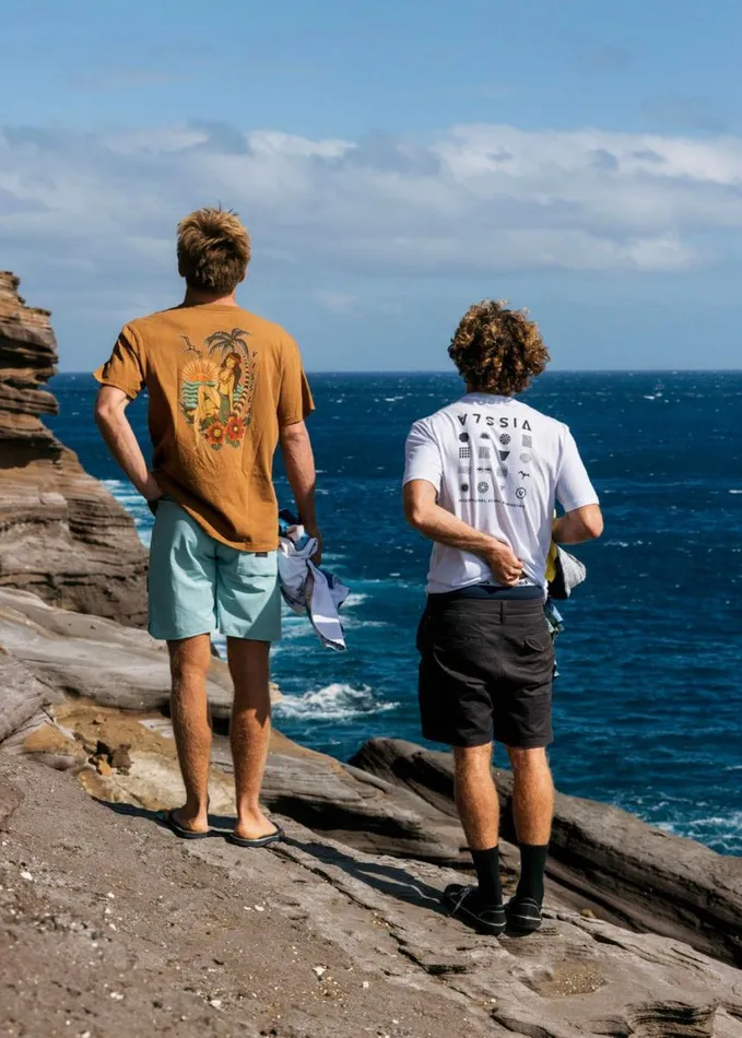 Men Short Sleeves Vissla Lei039D Back Ss Pkt Tee Rubber