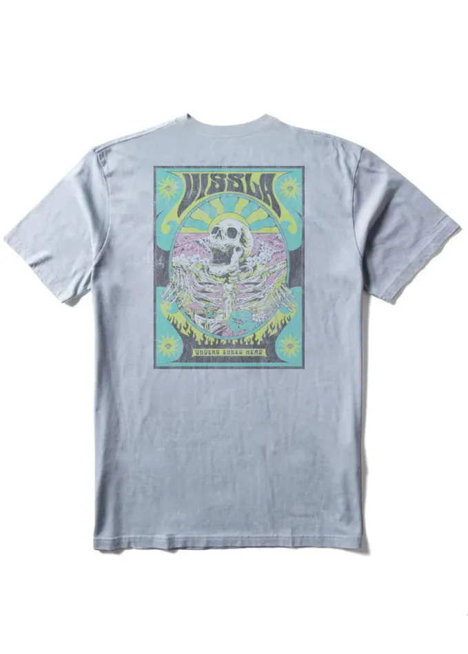 Men Short Sleeves Vissla Undead Shred Head Ss Tee Stone Blue