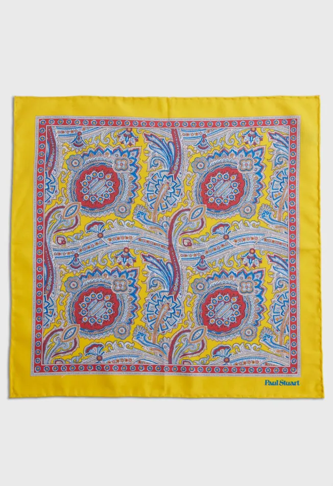 Men Silk Twill Paisley Pocket Square Orange Paul Stuart Pocket Squares Men Silk Twill Paisley Pocket Square Orange Paul Stuart Pocket Squares
