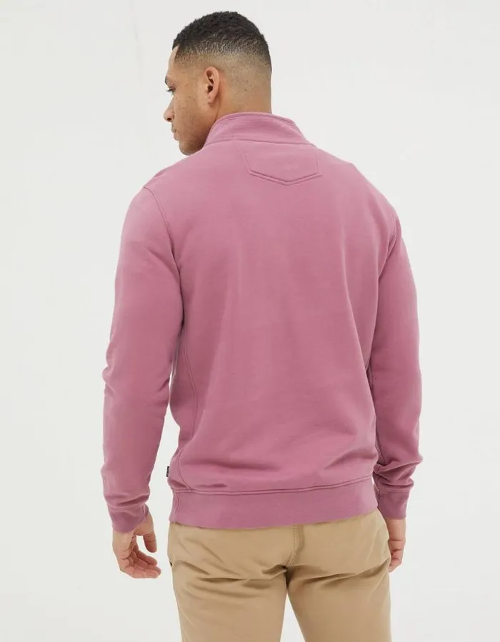 Men Sweatshirts and Hoodies FatFace Fowey Half Neck Sweatshirt Rose Pink