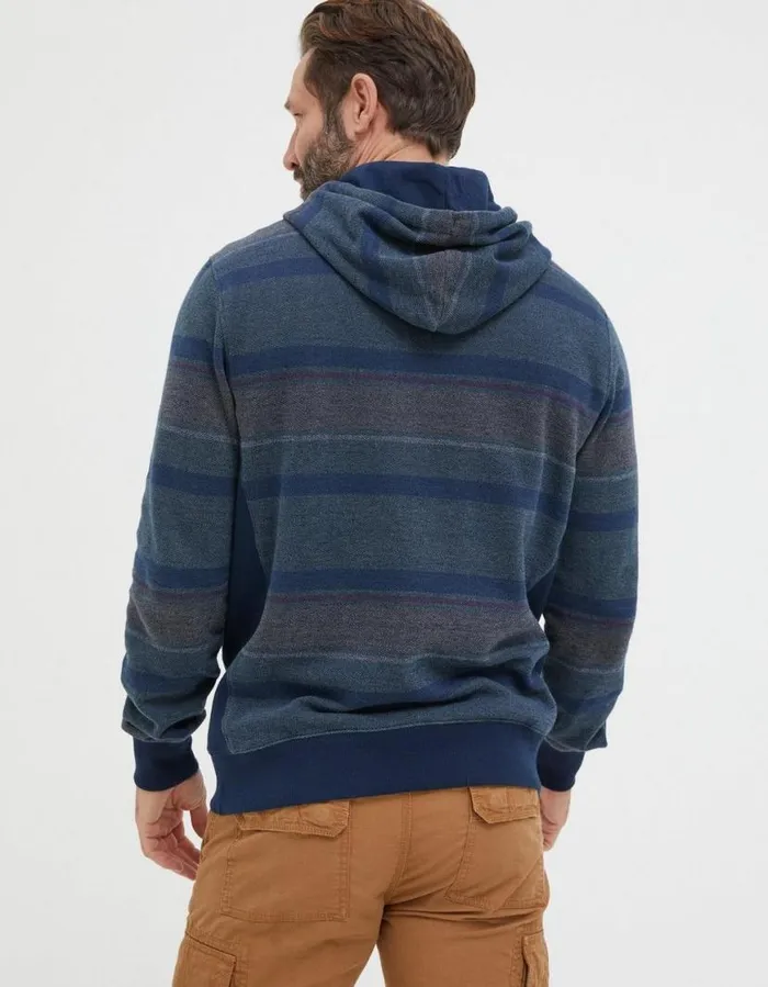 Men Sweatshirts and Hoodies FatFace Reverse Stripe Hoodie Blue