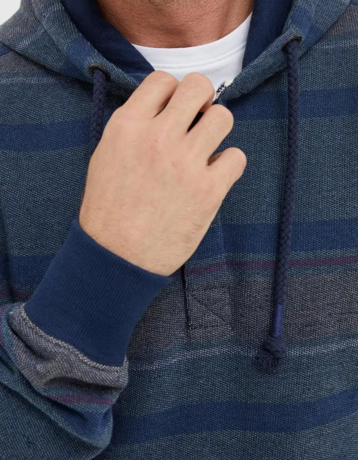Men Sweatshirts and Hoodies FatFace Reverse Stripe Hoodie Blue