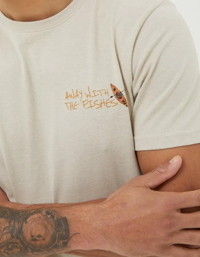 Men TShirts FatFace Away With The Fishes TShirt Washed Natural