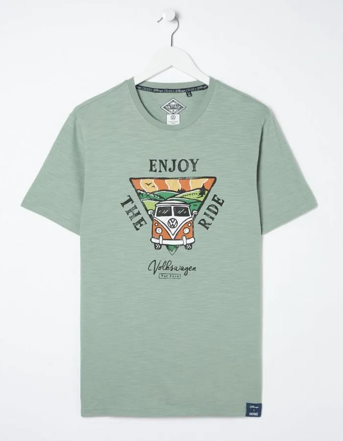 Men TShirts FatFace VW Enjoy The Ride TShirt Sage Green