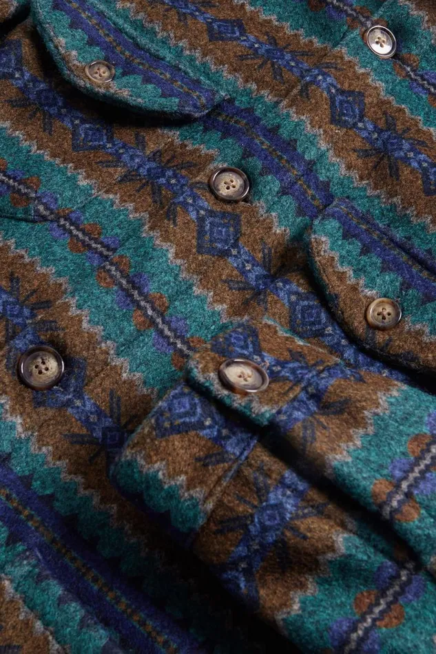 Mens Paul Stuart Outerwear Printed Shirt Jacket Sand