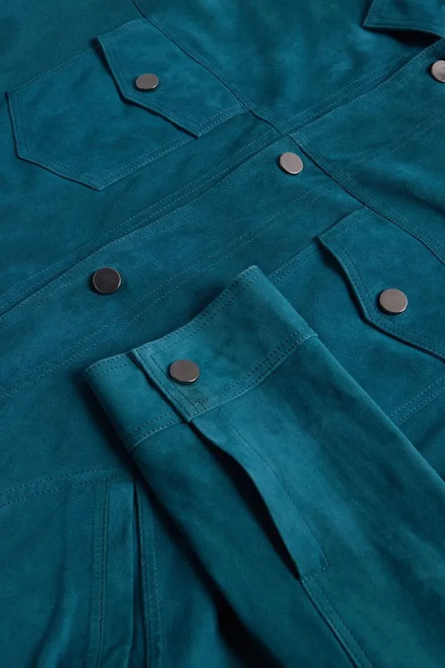 Mens Paul Stuart Outerwear Suede Jean Jacket Teal Mens Paul Stuart Outerwear Suede Jean Jacket Teal