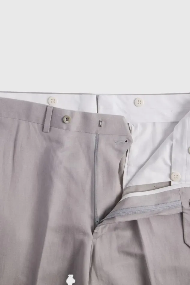 Mens Paul Stuart Pants LinenSilk Solid Dress Trouser Grey Mens Paul Stuart Pants LinenSilk Solid Dress Trouser Grey