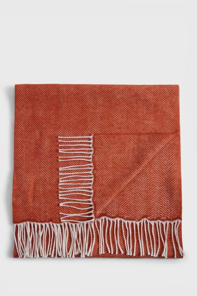 Mens Paul Stuart Scarves Wool Chevron Scarf Orange