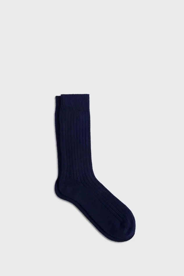 Mens Paul Stuart Socks Ribbed Sport Crew Sock Navy