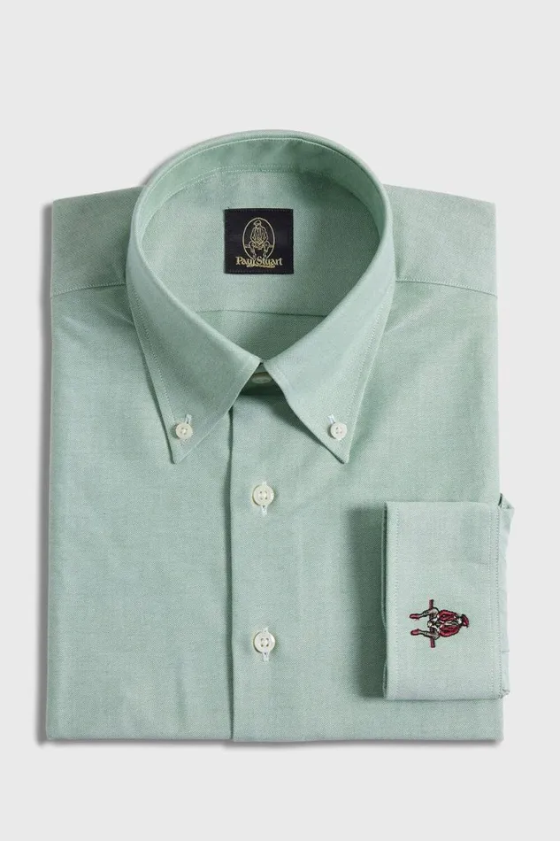 Mens Paul Stuart Sport Shirts Oxford Logo Sport Shirt Green