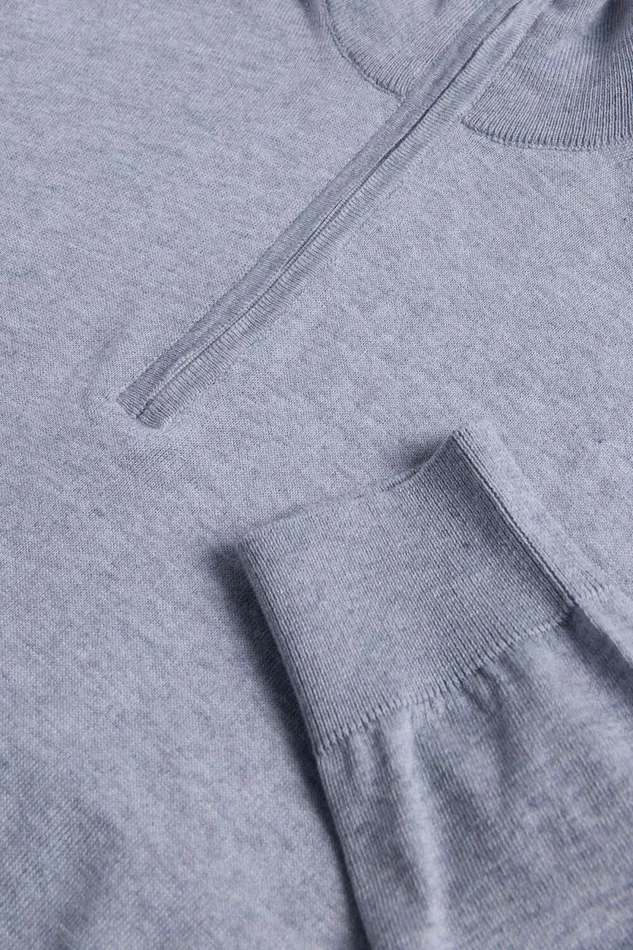 Mens Paul Stuart Sweaters Cotton and Cashmere Quarter Zip Sweater Light Grey Mens Paul Stuart Sweaters Cotton and Cashmere Quarter Zip Sweater Light Grey