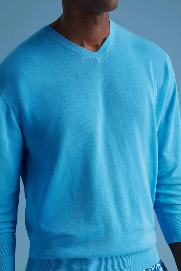 Mens Paul Stuart Sweaters Fine Gauge Cotton VNeck Sweater Sage Mens Paul Stuart Sweaters Fine Gauge Cotton VNeck Sweater Sage