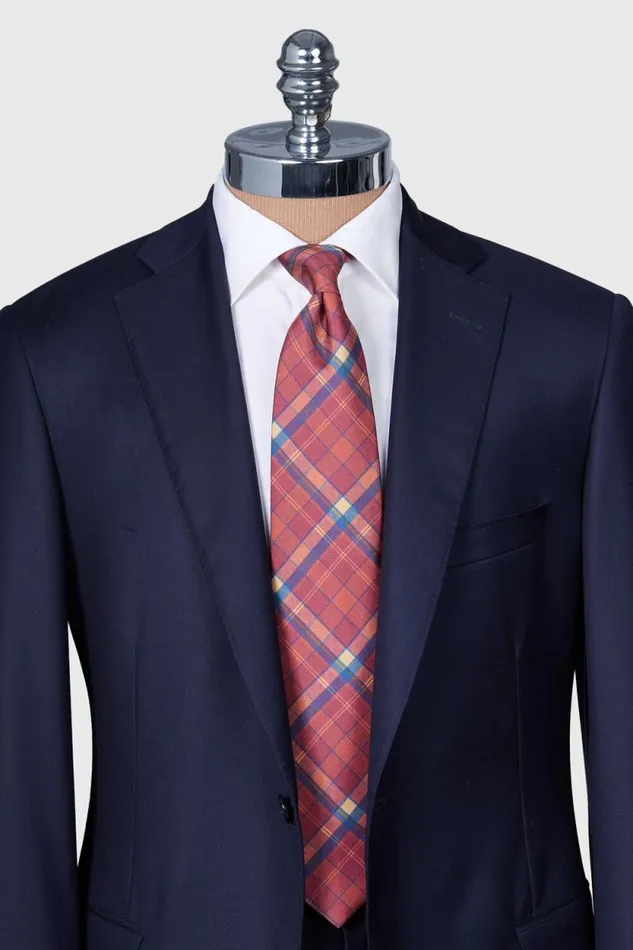 Mens Paul Stuart Ties Printed Silk Madder Plaid Tie Red Mens Paul Stuart Ties Printed Silk Madder Plaid Tie Red