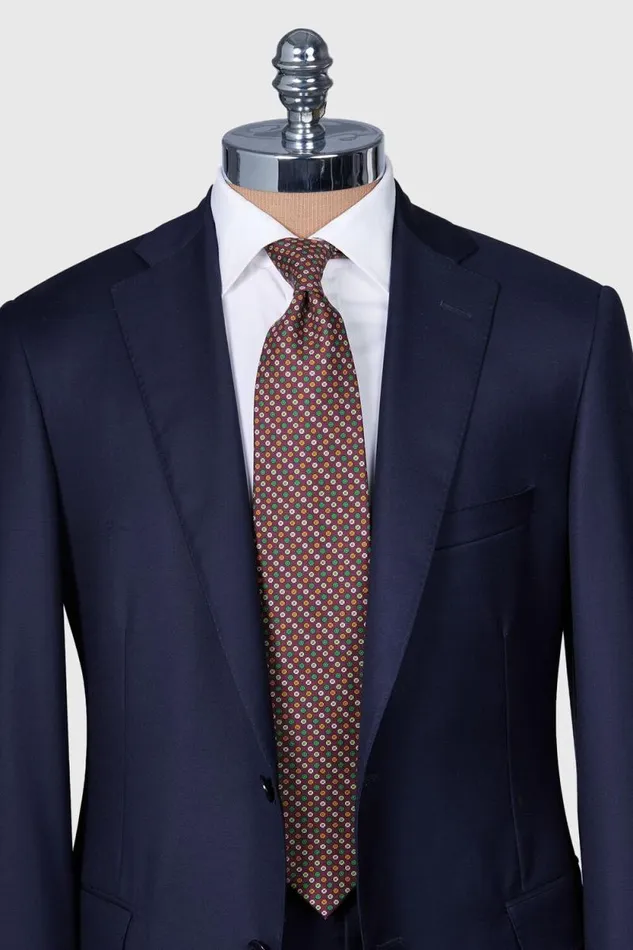 Mens Paul Stuart Ties Printed Silk Micro Medallion Tie Burgundy Mens Paul Stuart Ties Printed Silk Micro Medallion Tie Burgundy
