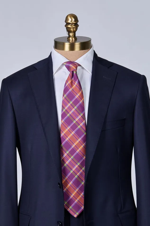 Mens Paul Stuart Ties Printed Silk Plaid Tie Plum Mens Paul Stuart Ties Printed Silk Plaid Tie Plum