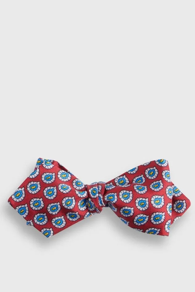 Mens Paul Stuart Ties Silk Twill Tossed Paisley Bow TIe Red