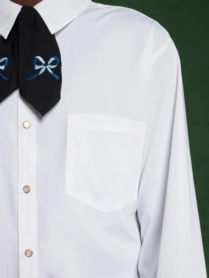 Menswear Shirts Sister Jane Lilian Tie Shirt Pearl White