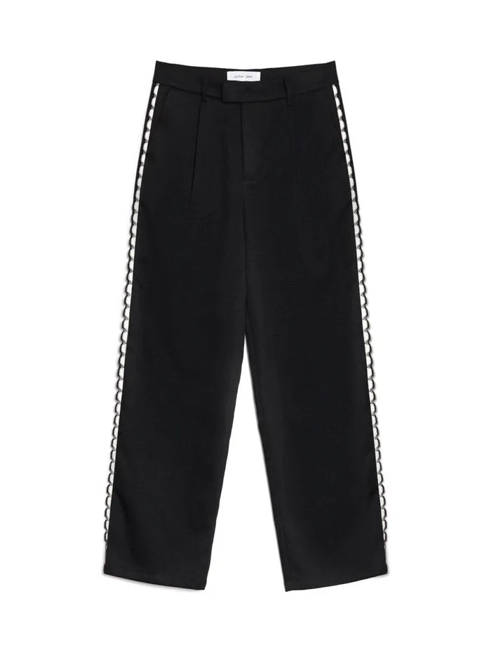 Menswear Trousers Sister Jane Saloon Scallop Trousers Coal Black