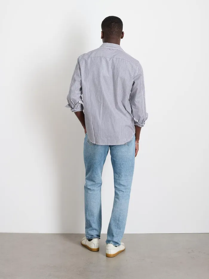 Mill Shirt In Striped Cotton Poplin Navywhite Men Alex Mill Shirts