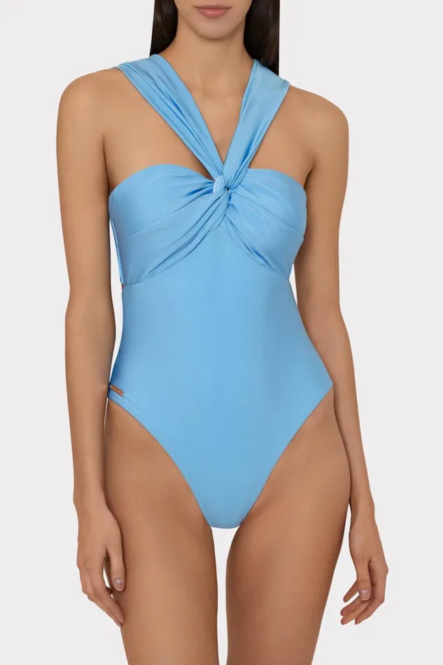 Milly Betsy Bandeau One Piece Mineral Blue Women Swim and Coverups