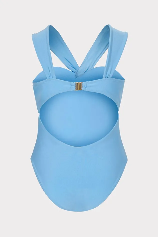 Milly Betsy Bandeau One Piece Mineral Blue Women Swim and Coverups