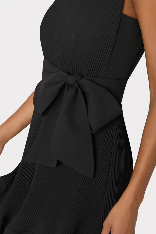 Milly Carreen Pleated Mini Dress Black Women Dresses