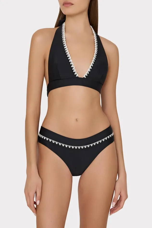 Milly Crochet Stitch Bikini Bottom Blackwhite Women Swim and Coverups