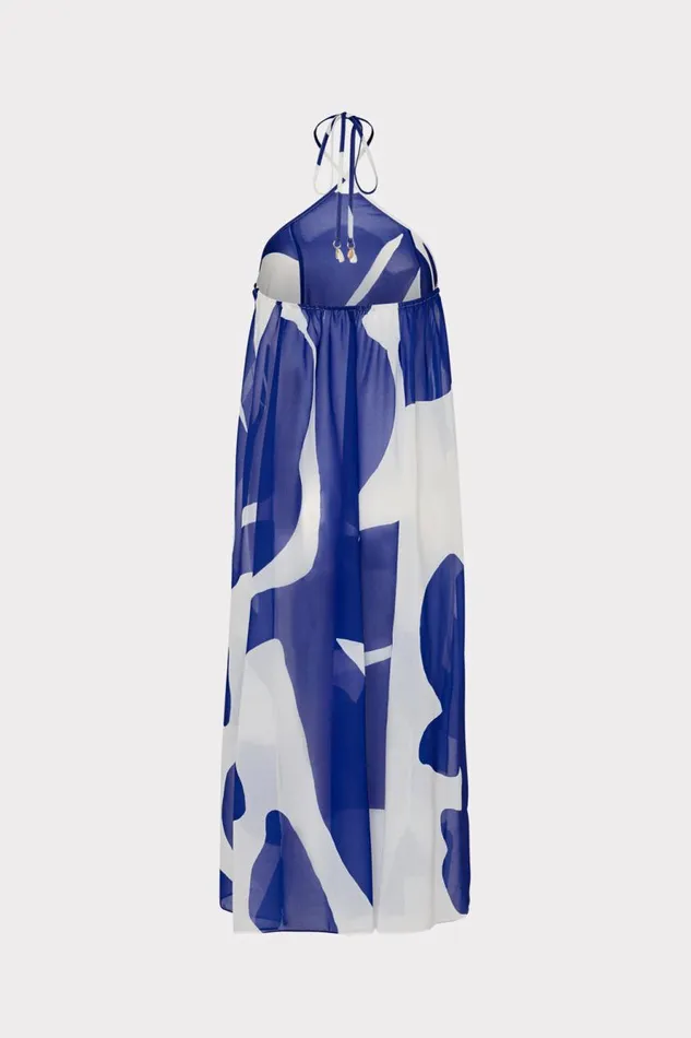 Milly Grand Foliage Convertible CoverUp Navywhite Women Swim and Coverups