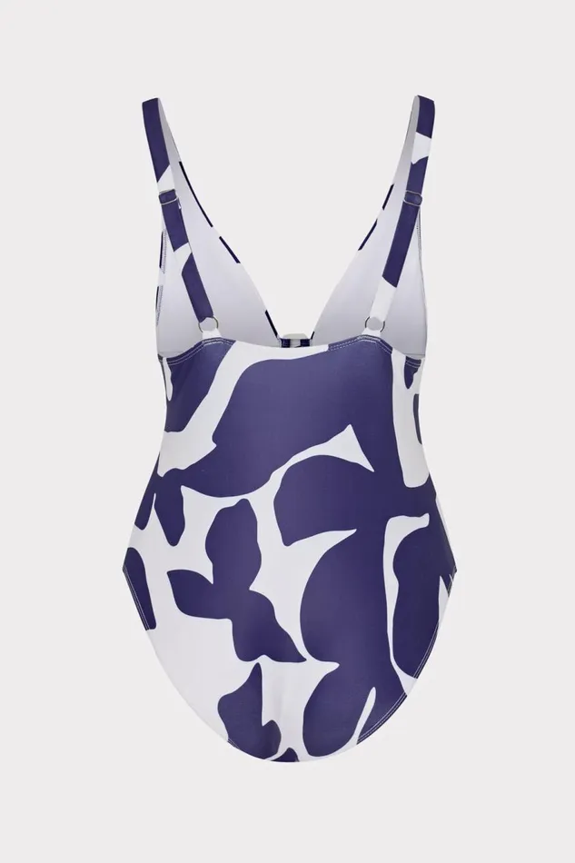 Milly Grand Foliage One Piece Navywhite Women Swim and Coverups