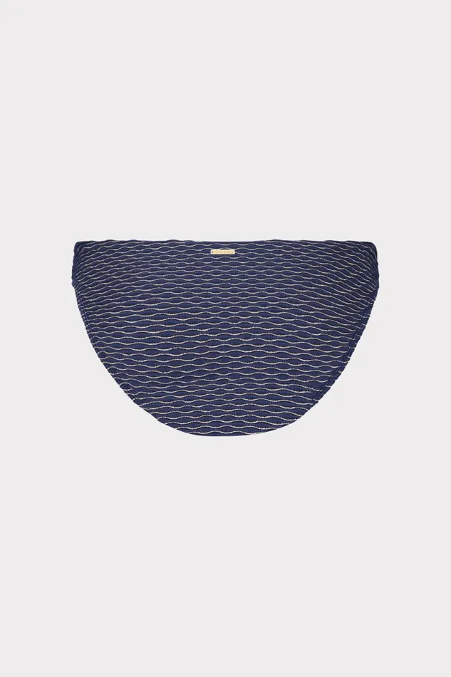 Milly Margot Textured Waves Bikini Bottom Navy Women Swim and Coverups