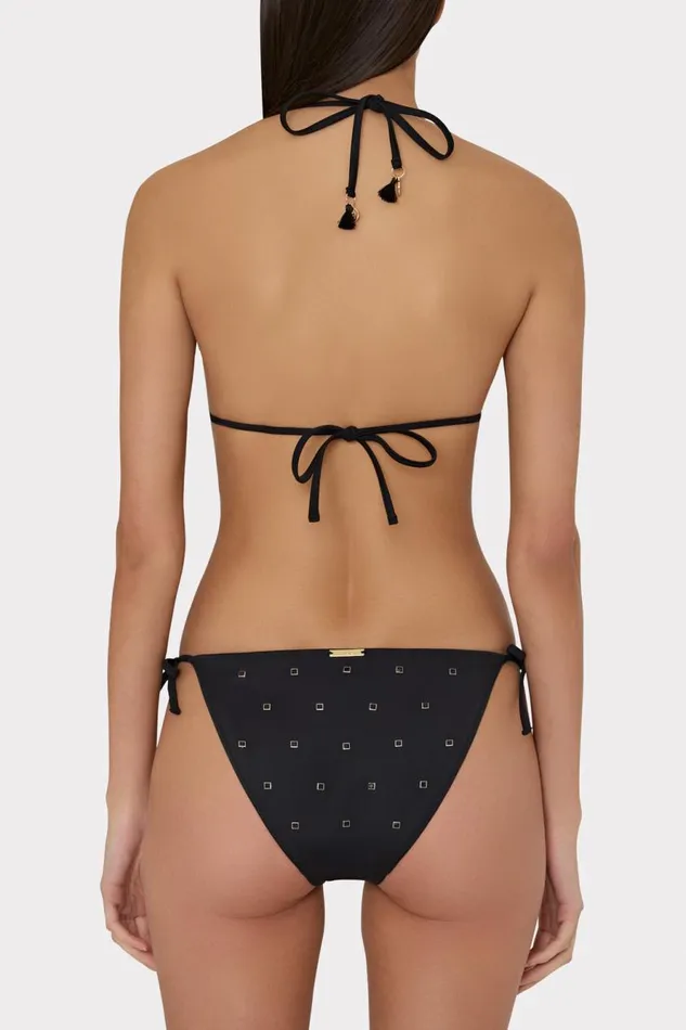 Milly Millie Diamond Heat Set Triangle Bikini Top Black Women Swim and Coverups