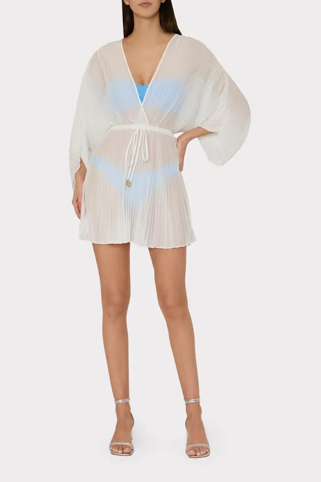 Milly Solid Chiffon Tie CoverUp White Women Swim and Coverups