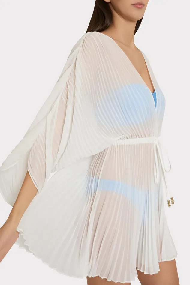 Milly Solid Chiffon Tie CoverUp White Women Swim and Coverups