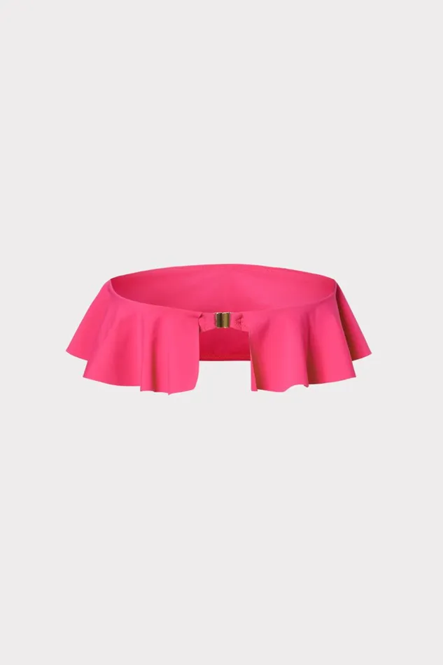 Milly Solid Michelle Ruffle Bandeau Bikini Top Thai Pink Women Swim and Coverups