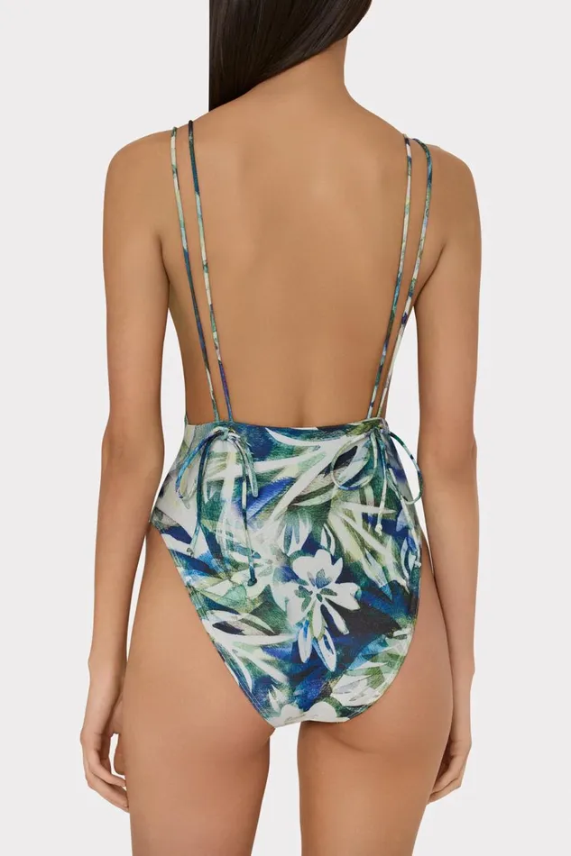 Milly Tropical Paradise One Piece Green Multi Women Swim and Coverups