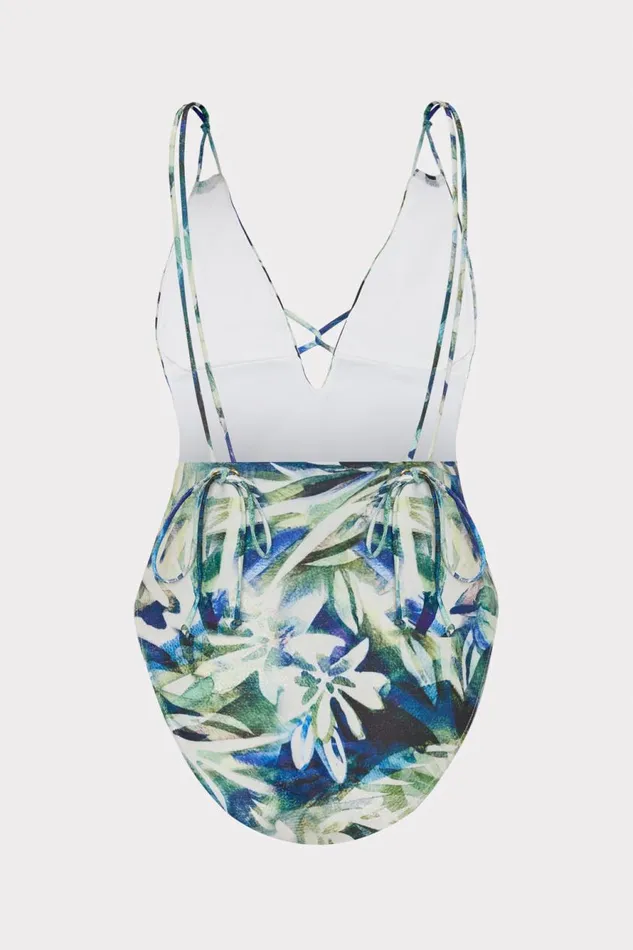 Milly Tropical Paradise One Piece Green Multi Women Swim and Coverups