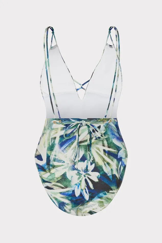 Milly Tropical Paradise One Piece Green Multi Women Swim and Coverups