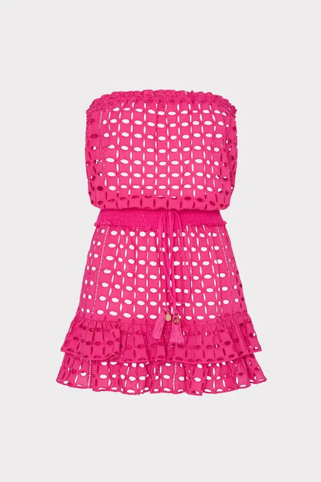 Milly Verity Cotton Eyelet Dress Pink Women Swim and Coverups